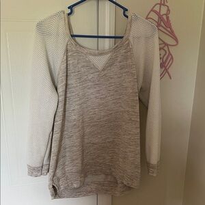 American Eagle Outfitters Tan and Cream Relaxed Long Sleeve Top